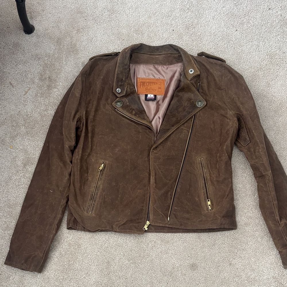 Vintage Brown Leather Biker Jacket